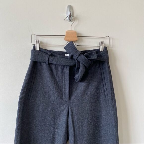 Aritzia-Wilfred Dark Grey Wool Blend Tie Front Ankle Pants (Size:4) - Picture 5 of 13